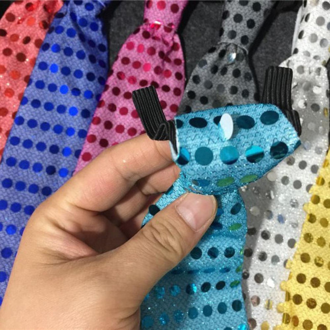 LED Luminous Tie Dot Print Button Battery Powered Necktie Men Women Colorful Sequins Glowing Tie Parties Nightclubs Accessories