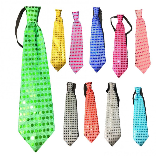 LED Luminous Tie Dot Print Button Battery Powered Necktie Men Women Colorful Sequins Glowing Tie Parties Nightclubs Accessories