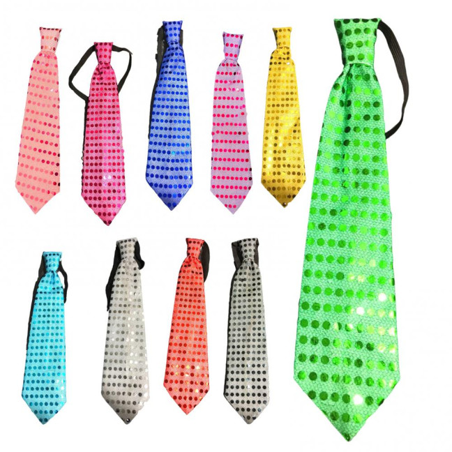 LED Luminous Tie Dot Print Button Battery Powered Necktie Men Women Colorful Sequins Glowing Tie Parties Nightclubs Accessories
