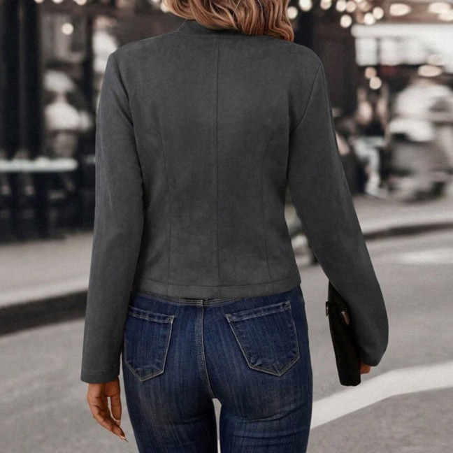 Spring Auutmn Lady Coat Double-breasted Stand Collar Buttons Slim Fit Long Sleeves Retro Style Cardigan Daily Wear Outdoor Jacket 