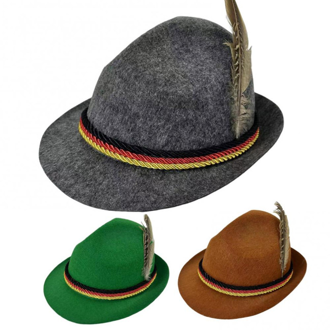 Top Hat Oktoberfest Fedora Retro Bavarian Style Unisex Cap with Feather And Rope Decor Holiday 1920s Themed Parties Cosplay Events Hat Top Hat Oktoberfest Fedora Retro Bavarian Style Unisex Cap with Feather And Rope Decor Holiday 1920s Themed Parties Cosplay Events Hat