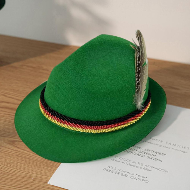 Top Hat Oktoberfest Fedora Retro Bavarian Style Unisex Cap with Feather And Rope Decor Holiday 1920s Themed Parties Cosplay Events Hat Top Hat Oktoberfest Fedora Retro Bavarian Style Unisex Cap with Feather And Rope Decor Holiday 1920s Themed Parties Cosplay Events Hat