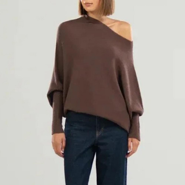 Women Pullover Tops Round Neck Long Sleeve Casual Loose Fit Tops Solid Color Stretchy Casual T-shirt