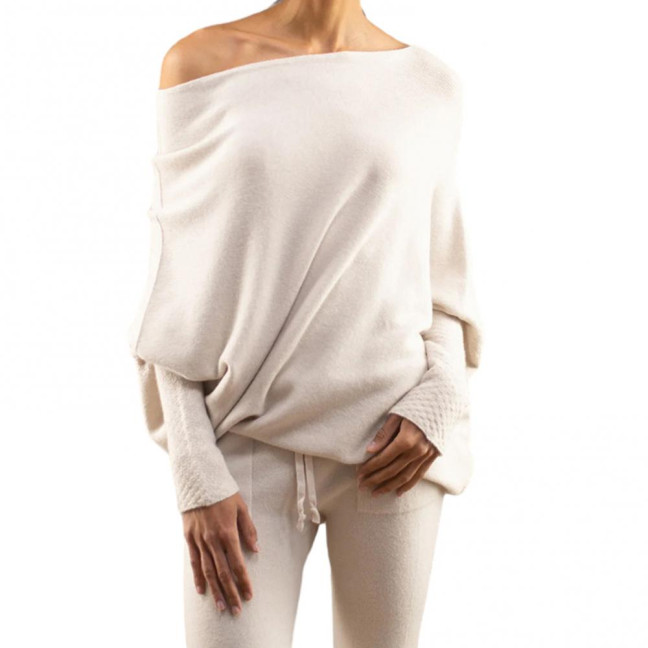 Women Pullover Tops Round Neck Long Sleeve Casual Loose Fit Tops Solid Color Stretchy Casual T-shirt