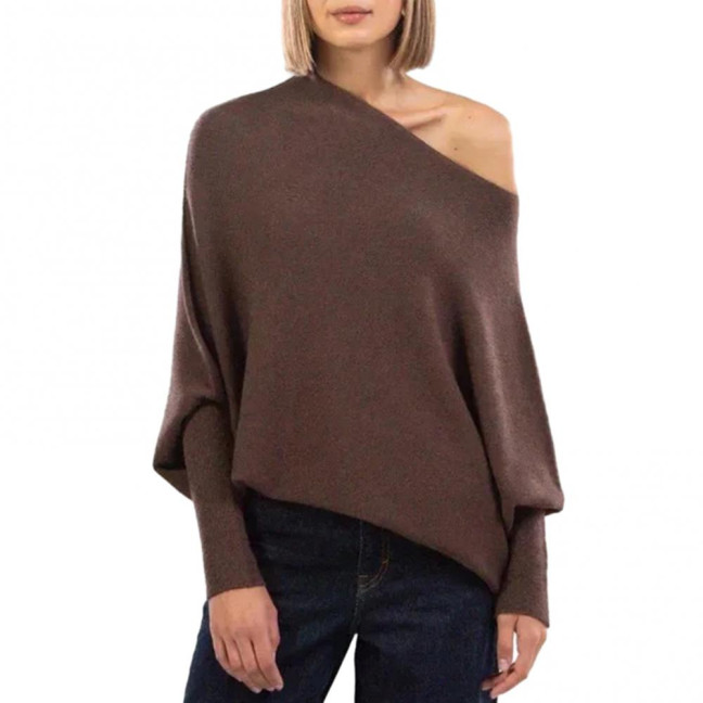 Women Pullover Tops Round Neck Long Sleeve Casual Loose Fit Tops Solid Color Stretchy Casual T-shirt