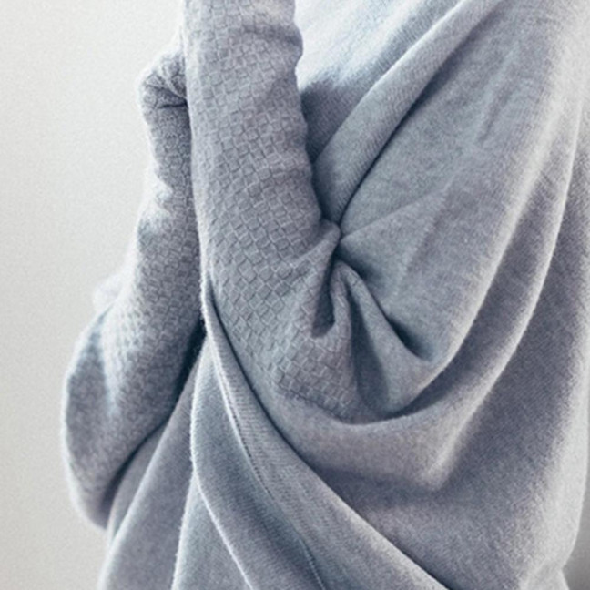 Women Pullover Tops Round Neck Long Sleeve Casual Loose Fit Tops Solid Color Stretchy Casual T-shirt