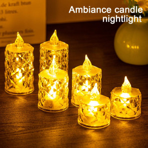 4Pcs Crystal Flameless Candle Lights LED Tealight Candles Battery-Operated Twinkling Light Fake Candles for Weddings Home Decor