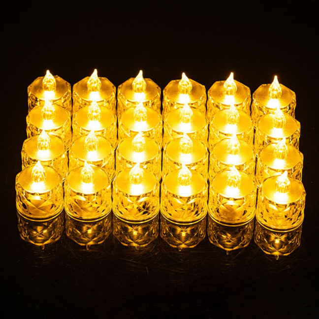 4Pcs Crystal Flameless Candle Lights LED Tealight Candles Battery-Operated Twinkling Light Fake Candles for Weddings Home Decor