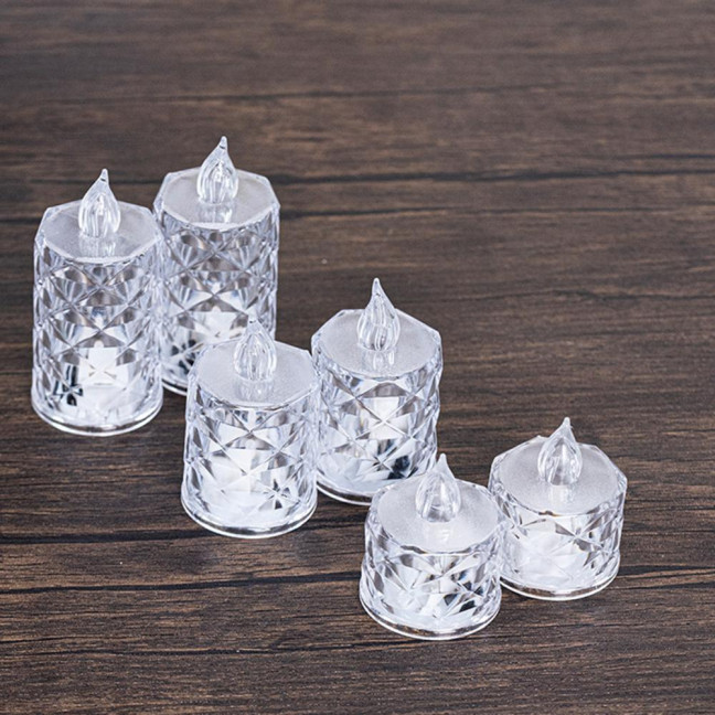 4Pcs Crystal Flameless Candle Lights LED Tealight Candles Battery-Operated Twinkling Light Fake Candles for Weddings Home Decor