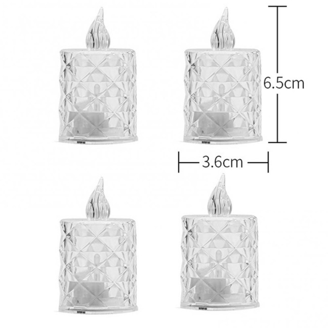 4Pcs Crystal Flameless Candle Lights LED Tealight Candles Battery-Operated Twinkling Light Fake Candles for Weddings Home Decor