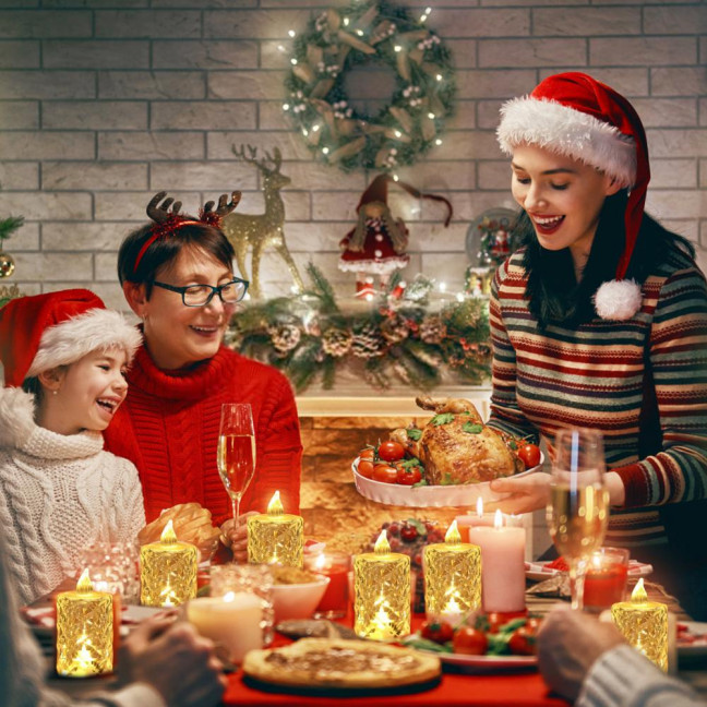 4Pcs Crystal Flameless Candle Lights LED Tealight Candles Battery-Operated Twinkling Light Fake Candles for Weddings Home Decor