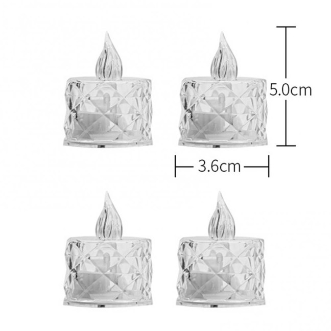 4Pcs Crystal Flameless Candle Lights LED Tealight Candles Battery-Operated Twinkling Light Fake Candles for Weddings Home Decor