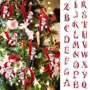 Christmas Ornaments Personalized 26 Letters Name Word Tree Hanging Ornaments Santa Monogram Alphabet Acrylic Pendant for Bag Tree Decor