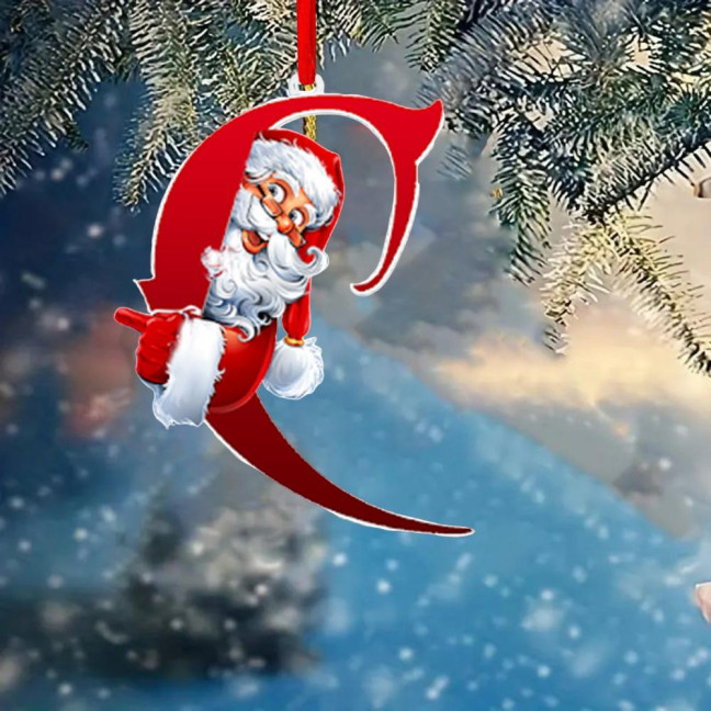 Christmas Ornaments Personalized 26 Letters Name Word Tree Hanging Ornaments Santa Monogram Alphabet Acrylic Pendant for Bag Tree Decor