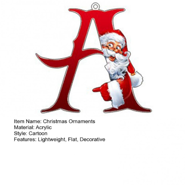 Christmas Ornaments Personalized 26 Letters Name Word Tree Hanging Ornaments Santa Monogram Alphabet Acrylic Pendant for Bag Tree Decor