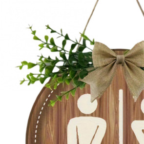 Wooden Toilet Sign Artificial Green Leaves Wall Decor Bathroom Sign Gender Tags Rustic Bathroom Sign with Lanyard for Home Cafe Restaurant Bar