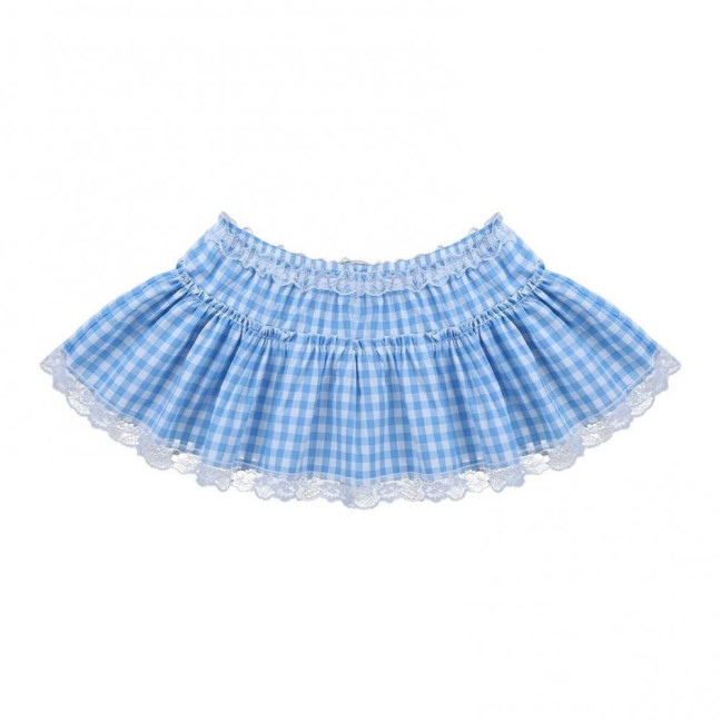 Mini Skirt Mid-rise Elastic Waist Plaid Print Lace Stitching Ruffle Short Skirt A-Line Halloween Cosplay Role-Playing Skirt Mini Skirt Mid-rise Elastic Waist Plaid Print Lace Stitching Ruffle Short Skirt A-Line Halloween Cosplay Role-Playing Skirt