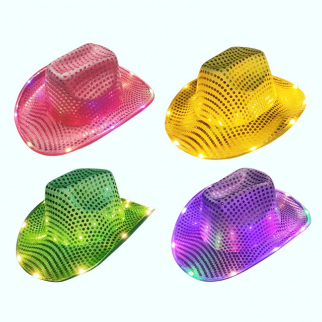 LED Light-Up Cowboy Hat Retro Western Style Luminous 9 Color Available Christmas Party Nightclubs Performance Photo Prop Cap LED Light-Up Cowboy Hat Retro Western Style Luminous 9 Color Available Christmas Party Nightclubs Performance Photo Prop Cap