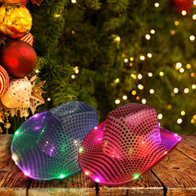 LED Light-Up Cowboy Hat Retro Western Style Luminous 9 Color Available Christmas Party Nightclubs Performance Photo Prop Cap LED Light-Up Cowboy Hat Retro Western Style Luminous 9 Color Available Christmas Party Nightclubs Performance Photo Prop Cap