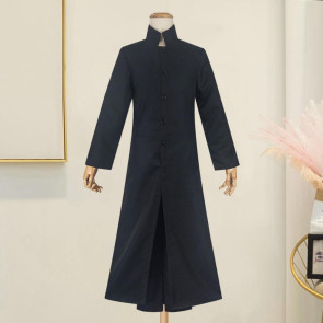 Men Performance Windbreaker Halloween Cosplay Stage Show Costume Stand Collar Vintage Style Double-layered Trench Coat Play Prop