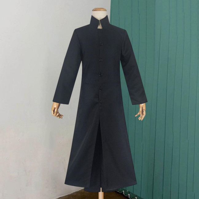 Men Performance Windbreaker Halloween Cosplay Stage Show Costume Stand Collar Vintage Style Double-layered Trench Coat Play Prop