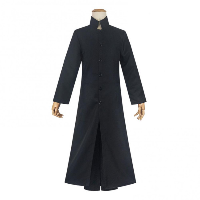 Men Performance Windbreaker Halloween Cosplay Stage Show Costume Stand Collar Vintage Style Double-layered Trench Coat Play Prop