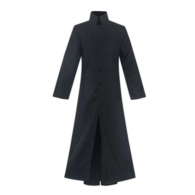 Men Performance Windbreaker Halloween Cosplay Stage Show Costume Stand Collar Vintage Style Double-layered Trench Coat Play Prop