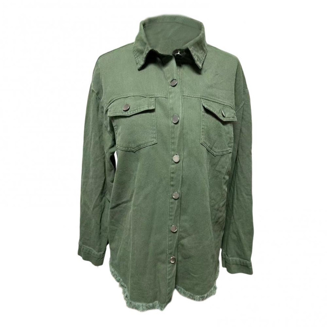 Women Denim Coat with Breast Pockets Turn-down Collar Washed Single-breasted Pure Color Wipped Edge Loose Cardigan Long Sleeve Jacket Women Denim Coat with Breast Pockets Turn-down Collar Washed Single-breasted Pure Color Wipped Edge Loose Cardigan Long Sleeve Jacket