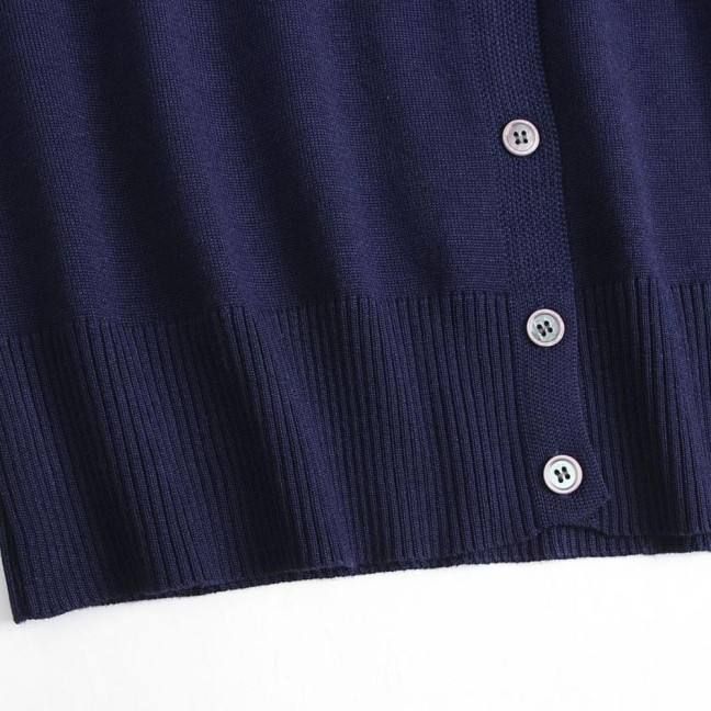 Women Knitted Cardigan Jacket Button Down V-Neck Long Sleeve Casual Sweater Solid Color Ribbed Trim Cardigan Outerwear