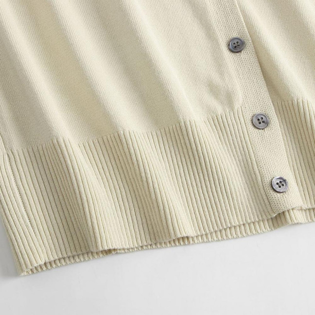 Women Knitted Cardigan Jacket Button Down V-Neck Long Sleeve Casual Sweater Solid Color Ribbed Trim Cardigan Outerwear