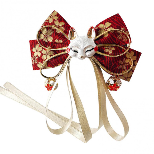 Red Bow Hairpin with Tassels Fox Decor Long Ribbon Chinese New Year Celebrations Style Cartoon Hair Accessory Red Bow Hairpin with Tassels Fox Decor Long Ribbon Chinese New Year Celebrations Style Cartoon Hair Accessory