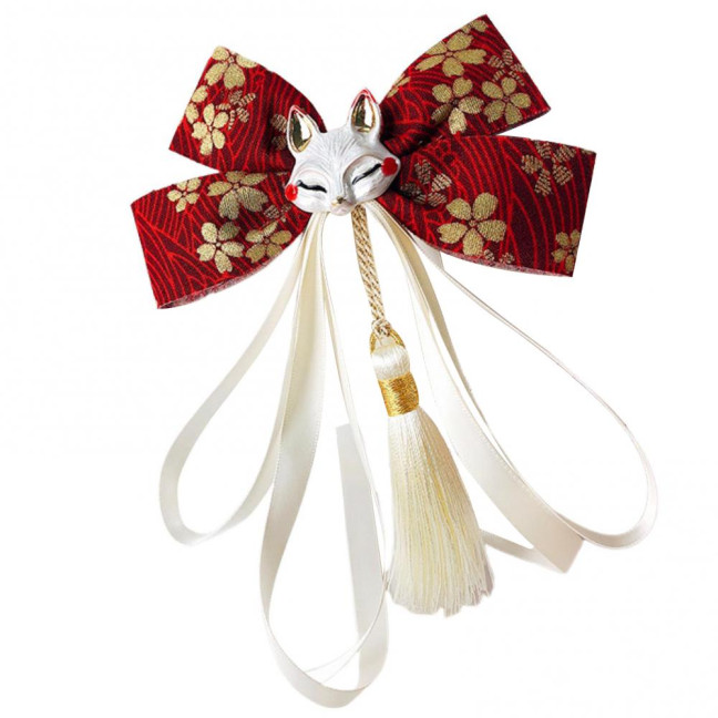 Red Bow Hairpin with Tassels Fox Decor Long Ribbon Chinese New Year Celebrations Style Cartoon Hair Accessory Red Bow Hairpin with Tassels Fox Decor Long Ribbon Chinese New Year Celebrations Style Cartoon Hair Accessory