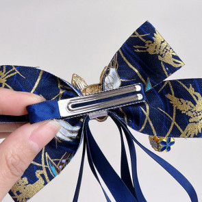 Red Bow Hairpin with Tassels Fox Decor Long Ribbon Chinese New Year Celebrations Style Cartoon Hair Accessory