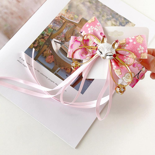 Red Bow Hairpin with Tassels Fox Decor Long Ribbon Chinese New Year Celebrations Style Cartoon Hair Accessory Red Bow Hairpin with Tassels Fox Decor Long Ribbon Chinese New Year Celebrations Style Cartoon Hair Accessory