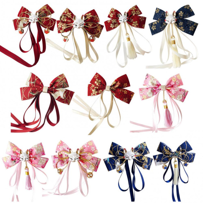 Red Bow Hairpin with Tassels Fox Decor Long Ribbon Chinese New Year Celebrations Style Cartoon Hair Accessory Red Bow Hairpin with Tassels Fox Decor Long Ribbon Chinese New Year Celebrations Style Cartoon Hair Accessory