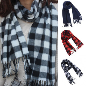 Adult Scarf Double-Sided Velvet Soft Plaid Pattern Autumn Winter Scarf with Tassel Men Women Warm Shawl