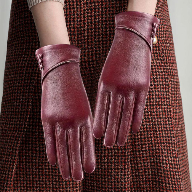 1 Pair Winter Cycling Gloves Cold-proof Plush-lined Touch Screen Windproof Faux Leather Solid Color Anti-slip Cold Weather Gloves for Outdoor Activities Mountaineering Skiing 