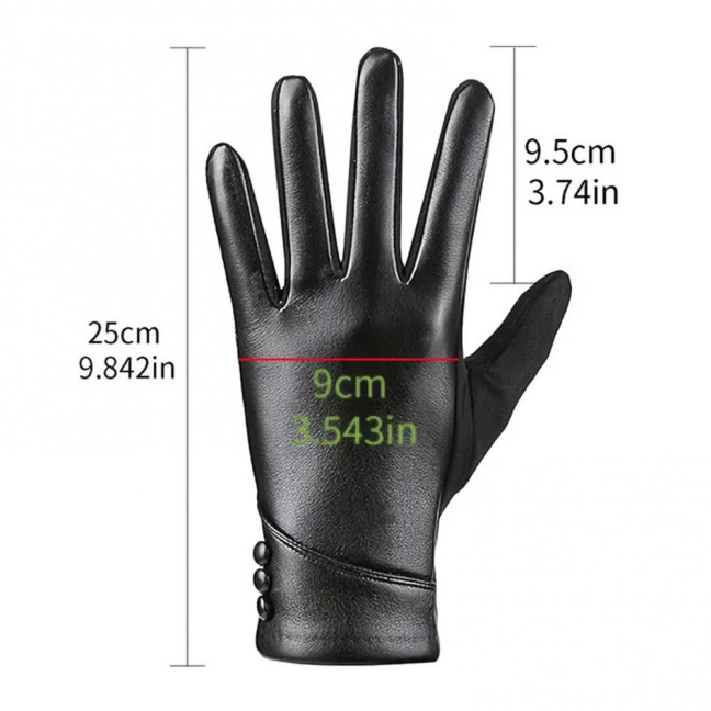 1 Pair Winter Cycling Gloves Cold-proof Plush-lined Touch Screen Windproof Faux Leather Solid Color Anti-slip Cold Weather Gloves for Outdoor Activities Mountaineering Skiing 