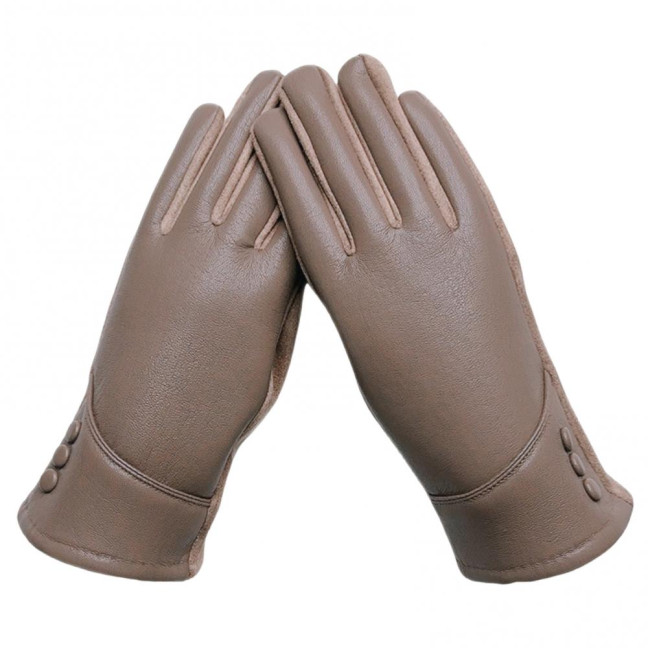 1 Pair Winter Cycling Gloves Cold-proof Plush-lined Touch Screen Windproof Faux Leather Solid Color Anti-slip Cold Weather Gloves for Outdoor Activities Mountaineering Skiing 