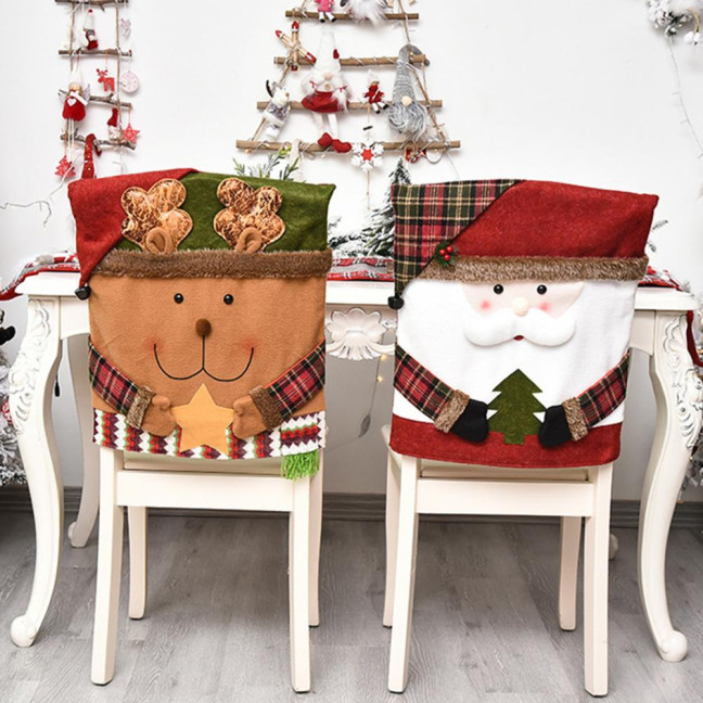 Christmas Chair Cover Cartoon Santa Claus/Snowman/Reindeer Chair Slipcover Holiday Stool Seat Cover for Dining Room Decoration Christmas Chair Cover Cartoon Santa Claus/Snowman/Reindeer Chair Slipcover Holiday Stool Seat Cover for Dining Room Decoration