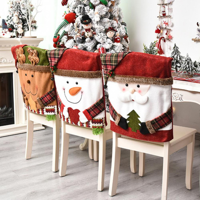 Christmas Chair Cover Cartoon Santa Claus/Snowman/Reindeer Chair Slipcover Holiday Stool Seat Cover for Dining Room Decoration Christmas Chair Cover Cartoon Santa Claus/Snowman/Reindeer Chair Slipcover Holiday Stool Seat Cover for Dining Room Decoration
