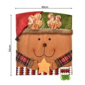 Christmas Chair Cover Cartoon Santa Claus/Snowman/Reindeer Chair Slipcover Holiday Stool Seat Cover for Dining Room Decoration 