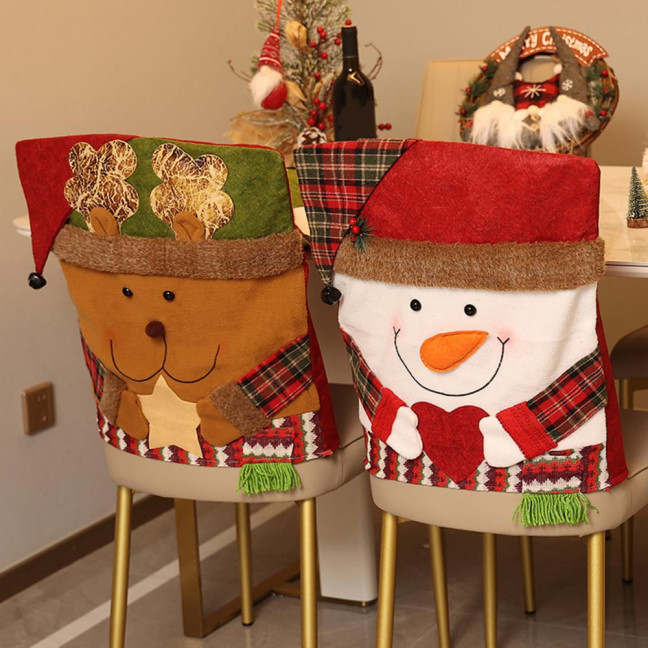 Christmas Chair Cover Cartoon Santa Claus/Snowman/Reindeer Chair Slipcover Holiday Stool Seat Cover for Dining Room Decoration Christmas Chair Cover Cartoon Santa Claus/Snowman/Reindeer Chair Slipcover Holiday Stool Seat Cover for Dining Room Decoration