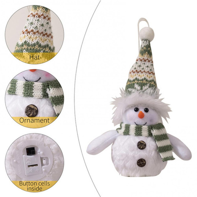 Snowman Christmas Ornament Lighted Plush Snowman Doll Battery Operated Night Light Snowman Figurine for Xmas Gifts Tabletop Decor