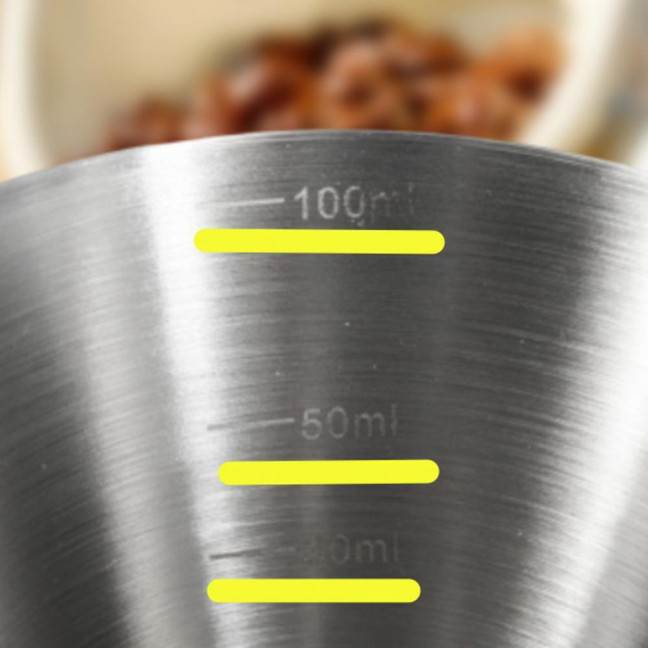 Espresso Measuring Cup Dual Scale Stainless Steel Coffee Cup with V-Shaped Spout 100ml Espresso Shots Cup with Handle Bean Weighing Tool for Barista Cocktails Espresso Measuring Cup Dual Scale Stainless Steel Coffee Cup with V-Shaped Spout 100ml Espresso Shots Cup with Handle Bean Weighing Tool for Barista Cocktails