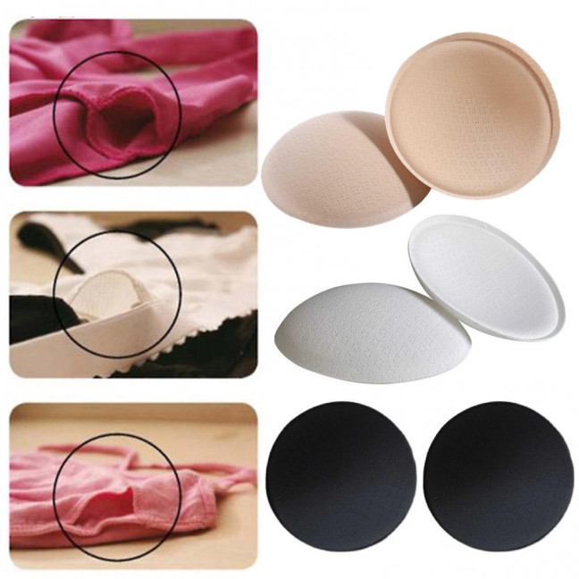 1 Pair Round Sponge Push Up Bra Pads for Women Latex Feel Invisible Insert Swimsuit Bikini Breast Enhancers Chest Cup Pads Accessories for Daily Wear Yoga Parties