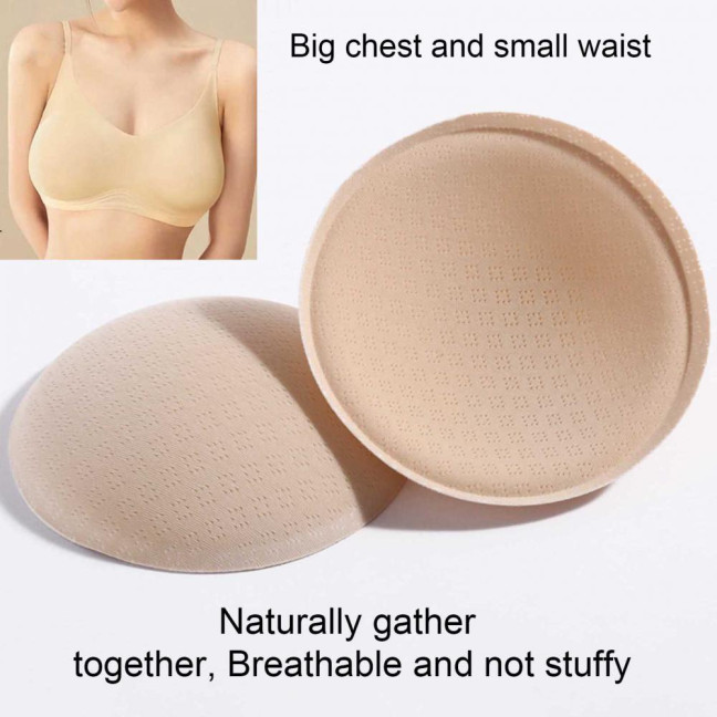 1 Pair Round Sponge Push Up Bra Pads for Women Latex Feel Invisible Insert Swimsuit Bikini Breast Enhancers Chest Cup Pads Accessories for Daily Wear Yoga Parties