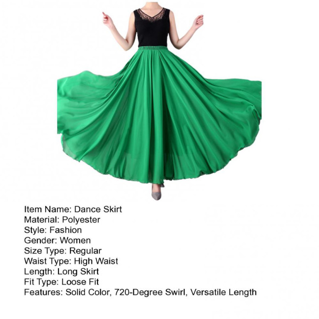 Women Chiffon Large Skirt 720 Degree Pull Double-Layered Maxi Skirt Solid Color Flowy Dance Skirt Versatile Dancewear