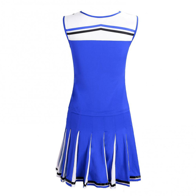 2 Pcs/Set Cheerleader Performance Outfit Sleeveless Top Skirt Set High School Glee Club Girl Cheerleading Costume Varsity Cheerleader Fancy Dress Uniform