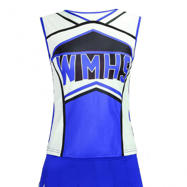 2 Pcs/Set Cheerleader Performance Outfit Sleeveless Top Skirt Set High School Glee Club Girl Cheerleading Costume Varsity Cheerleader Fancy Dress Uniform